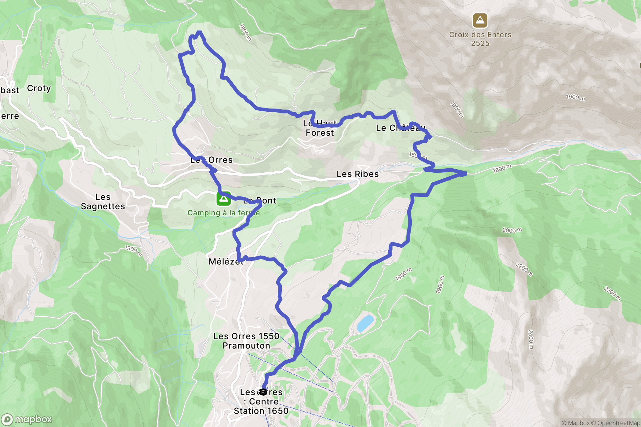 Les Orres : carte du parcours de randonnée - France