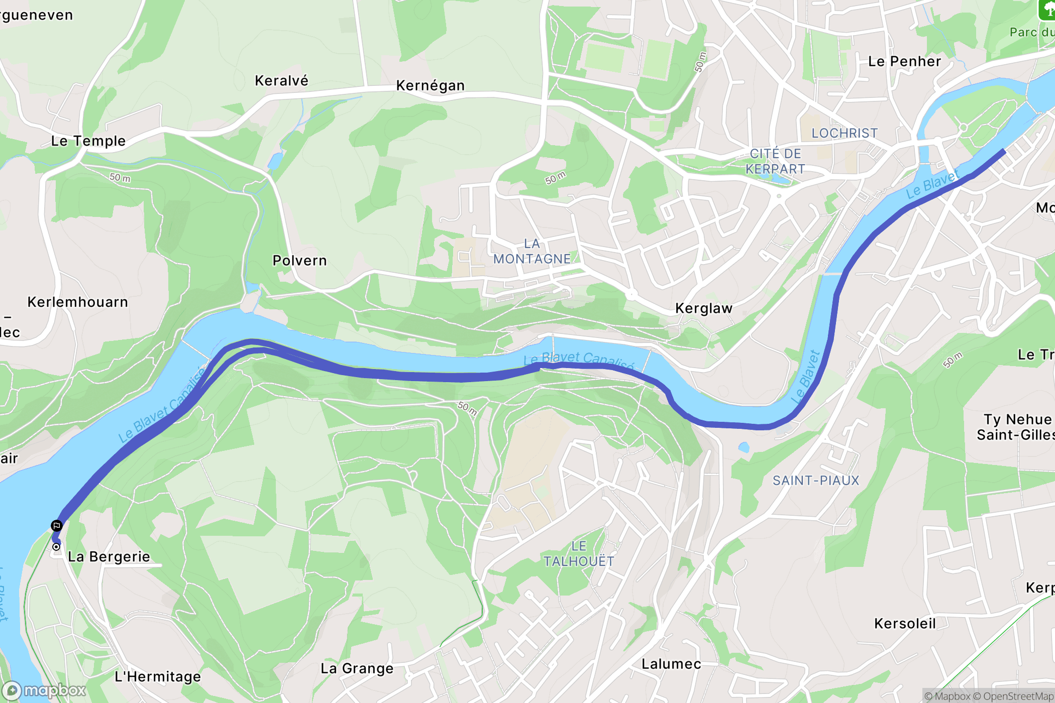 Hennebont : carte du parcours de randonnée - France
