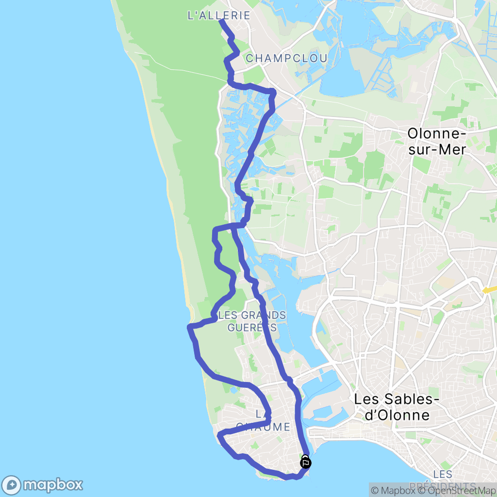 Les Sables-d'Olonne : carte du parcours de randonnée - France