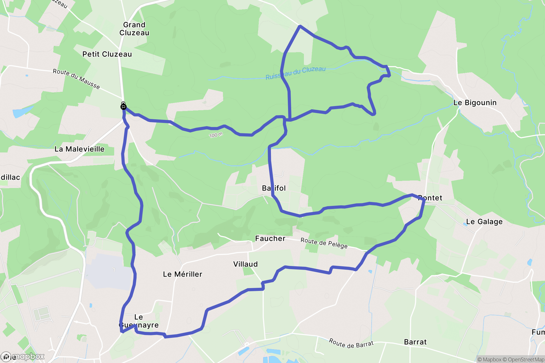 Monfaucon : carte du parcours de randonnée - France