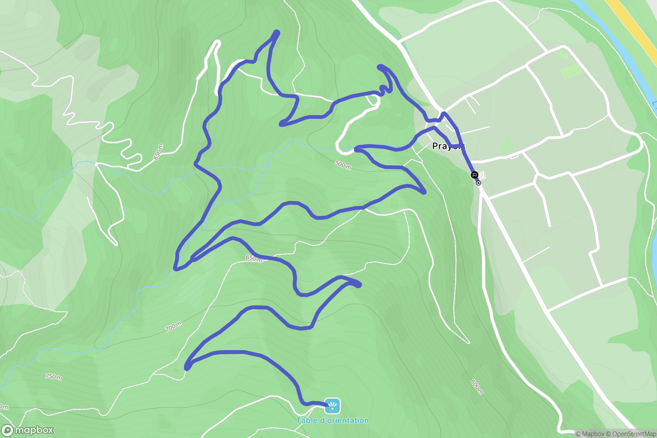 Prayols : carte du parcours de randonnée - France