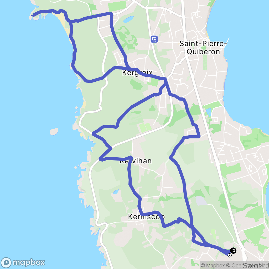 Quiberon : carte du parcours de randonnée - France