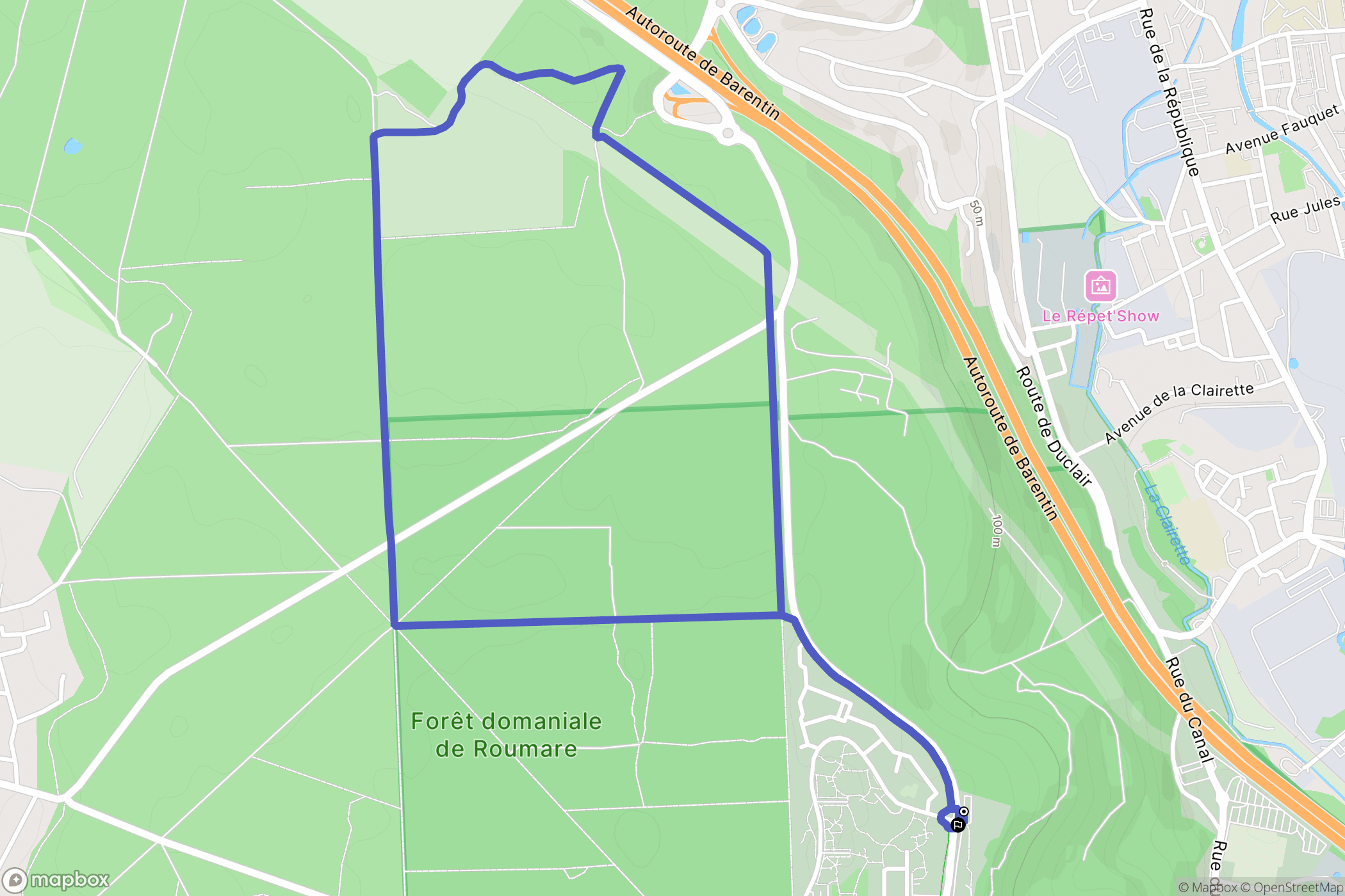 Canteleu : carte du parcours de randonnée - France
