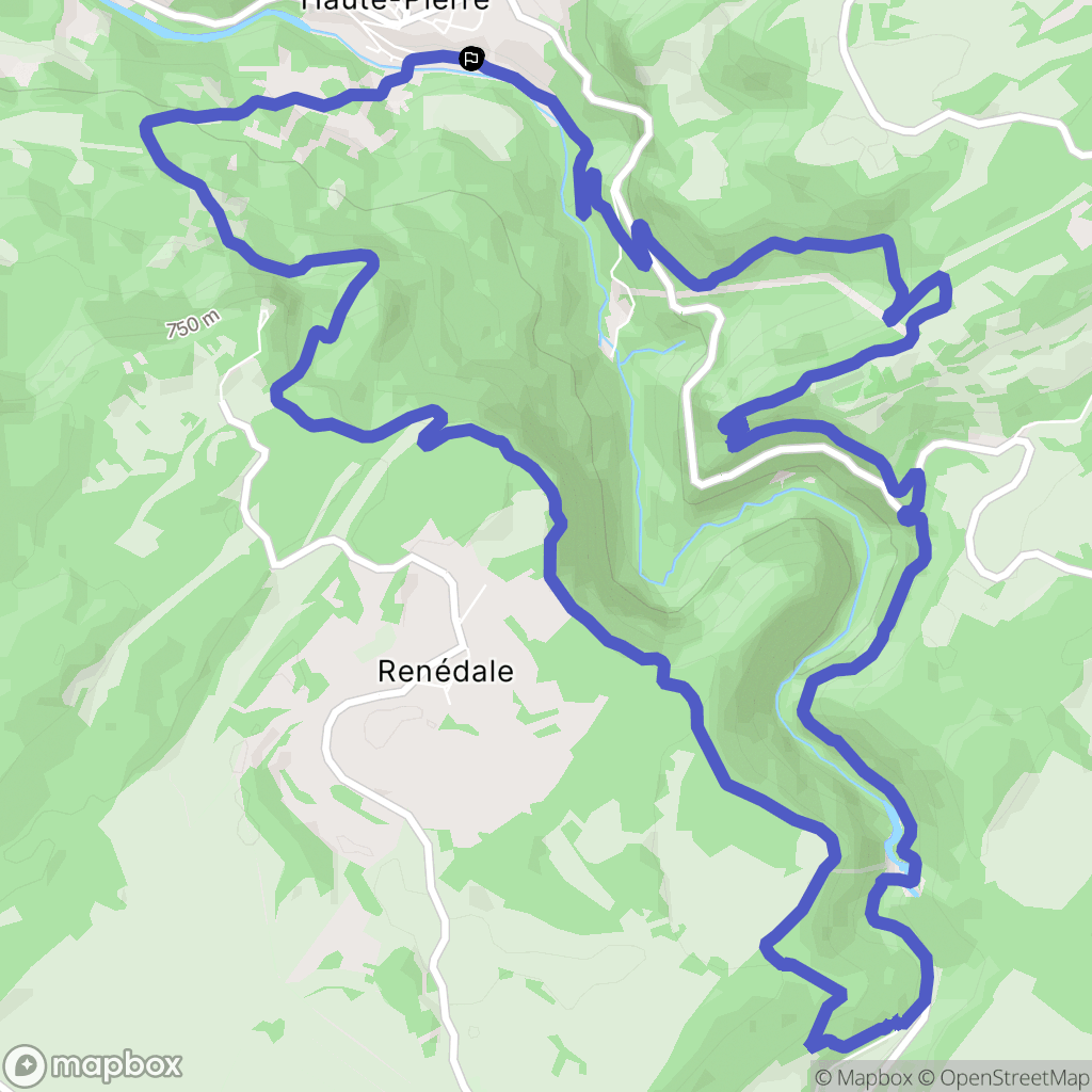Mouthier-haute-Pierre : carte du parcours de randonnée - France