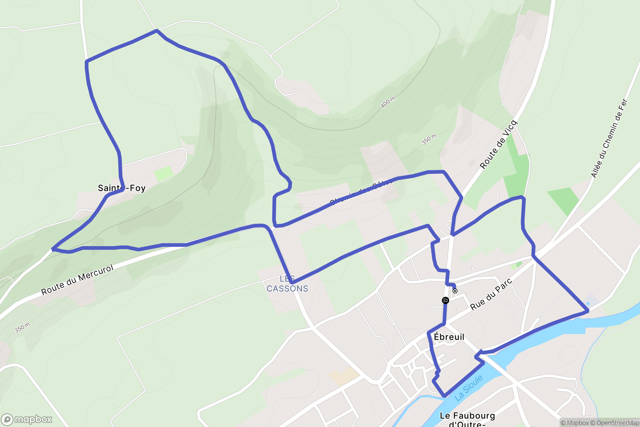 Ébreuil : carte du parcours de randonnée - France