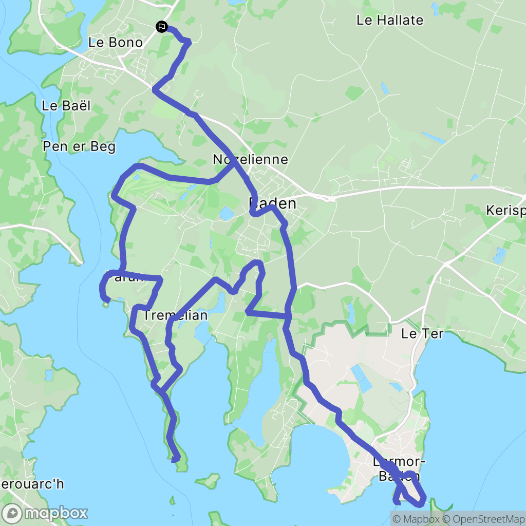 Bono : carte du parcours de randonnée - France