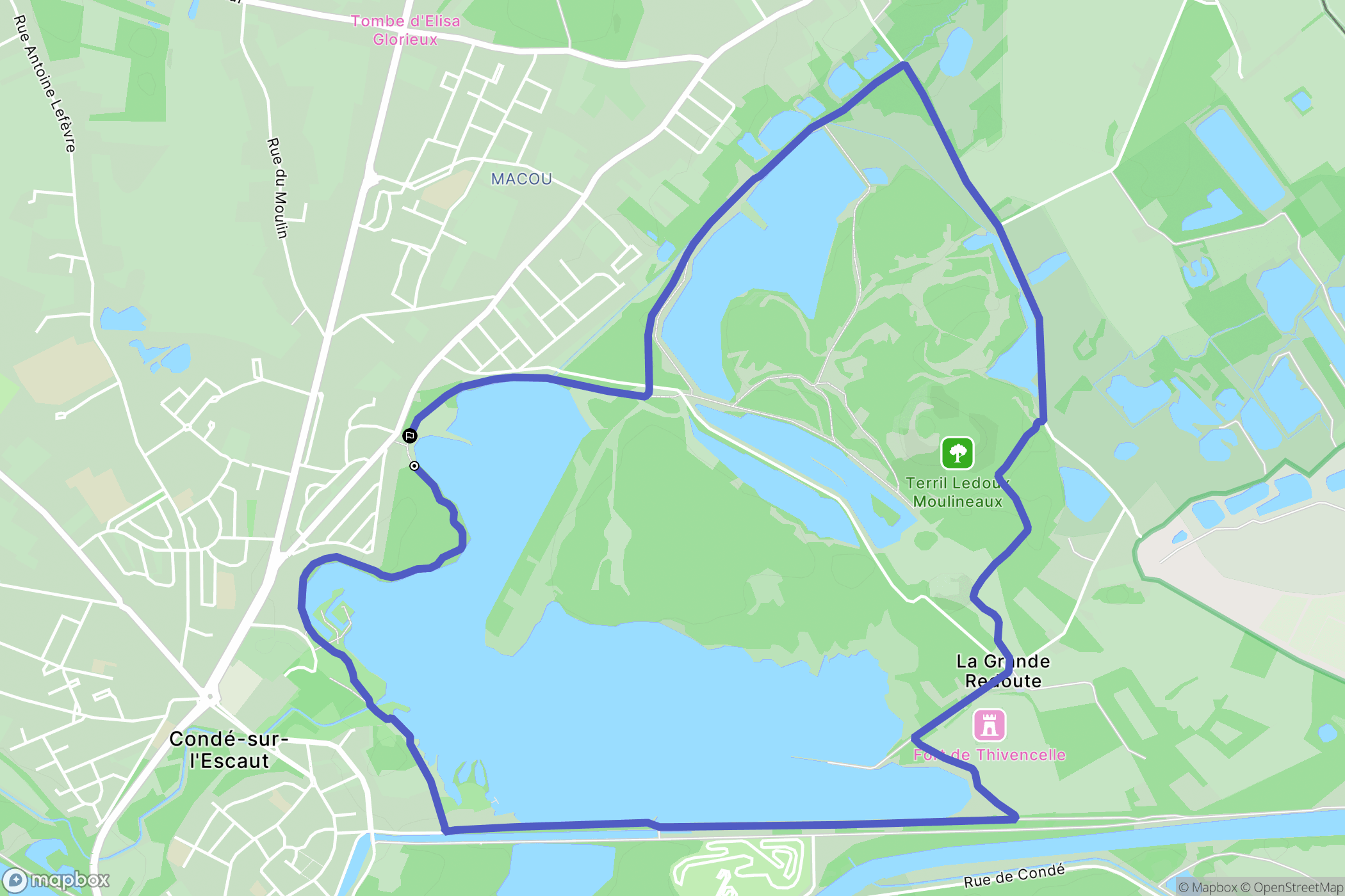 Condé-sur-l'Escaut : carte du parcours de randonnée - France