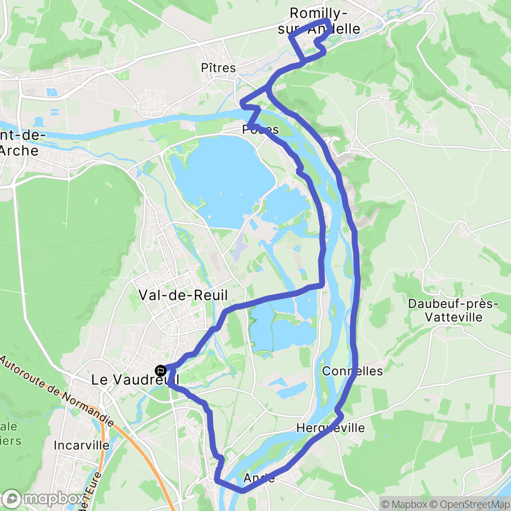 Le Vaudreuil : carte du parcours de randonnée - France