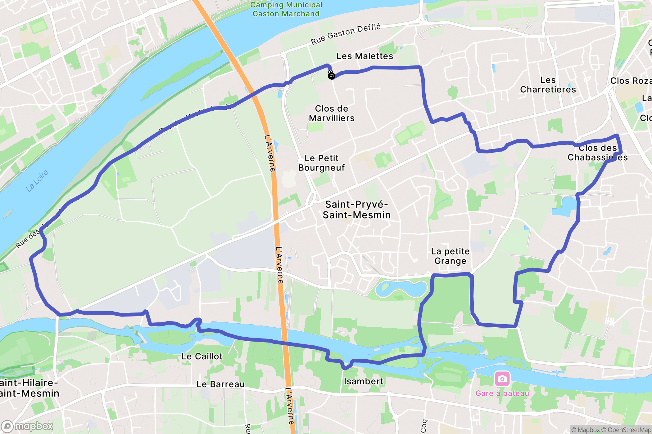Saint Pryvé saint Mesmin : carte du parcours de randonnée - France