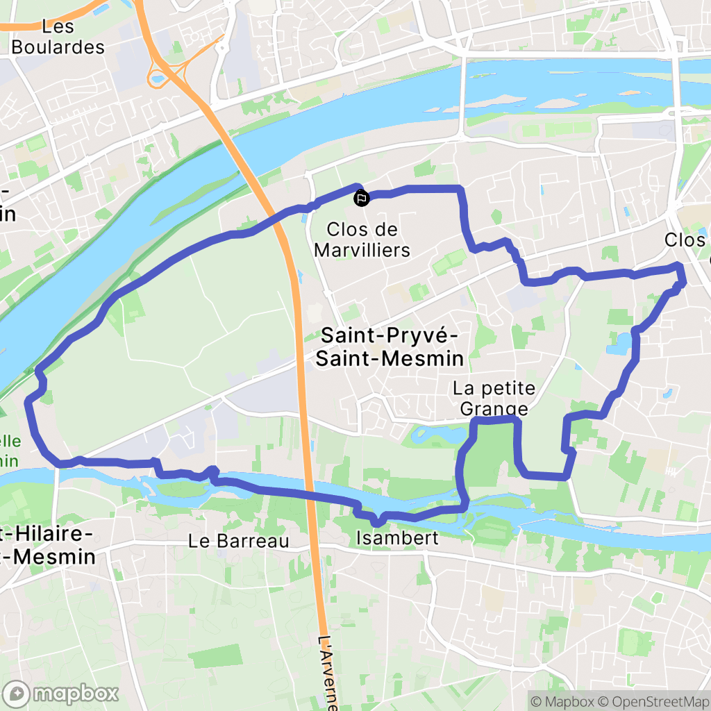 Saint Pryvé saint Mesmin : carte du parcours de randonnée - France