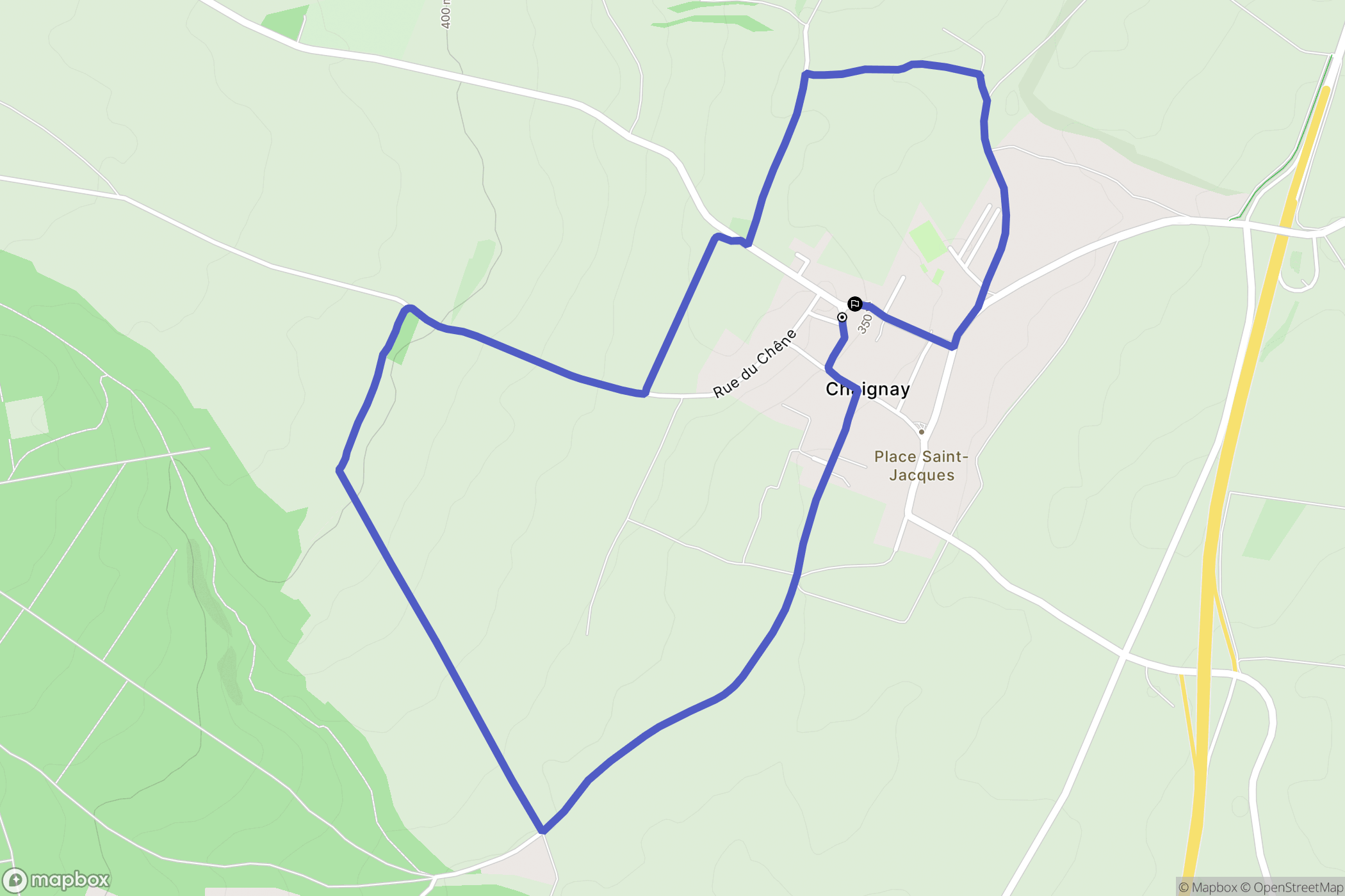 Chaignay : carte du parcours de randonnée - France