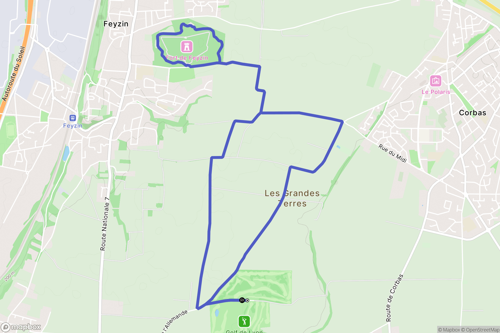 Saint-Symphorien-d'Ozon : carte du parcours de randonnée - France