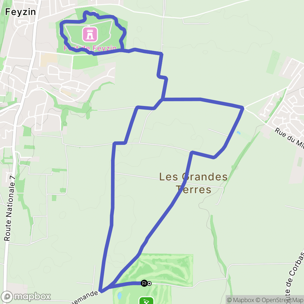 Saint-Symphorien-d'Ozon : carte du parcours de randonnée - France