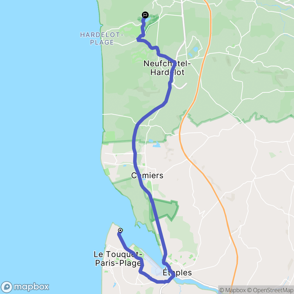 Le Touquet-Paris-Plage : carte du parcours de randonnée - France