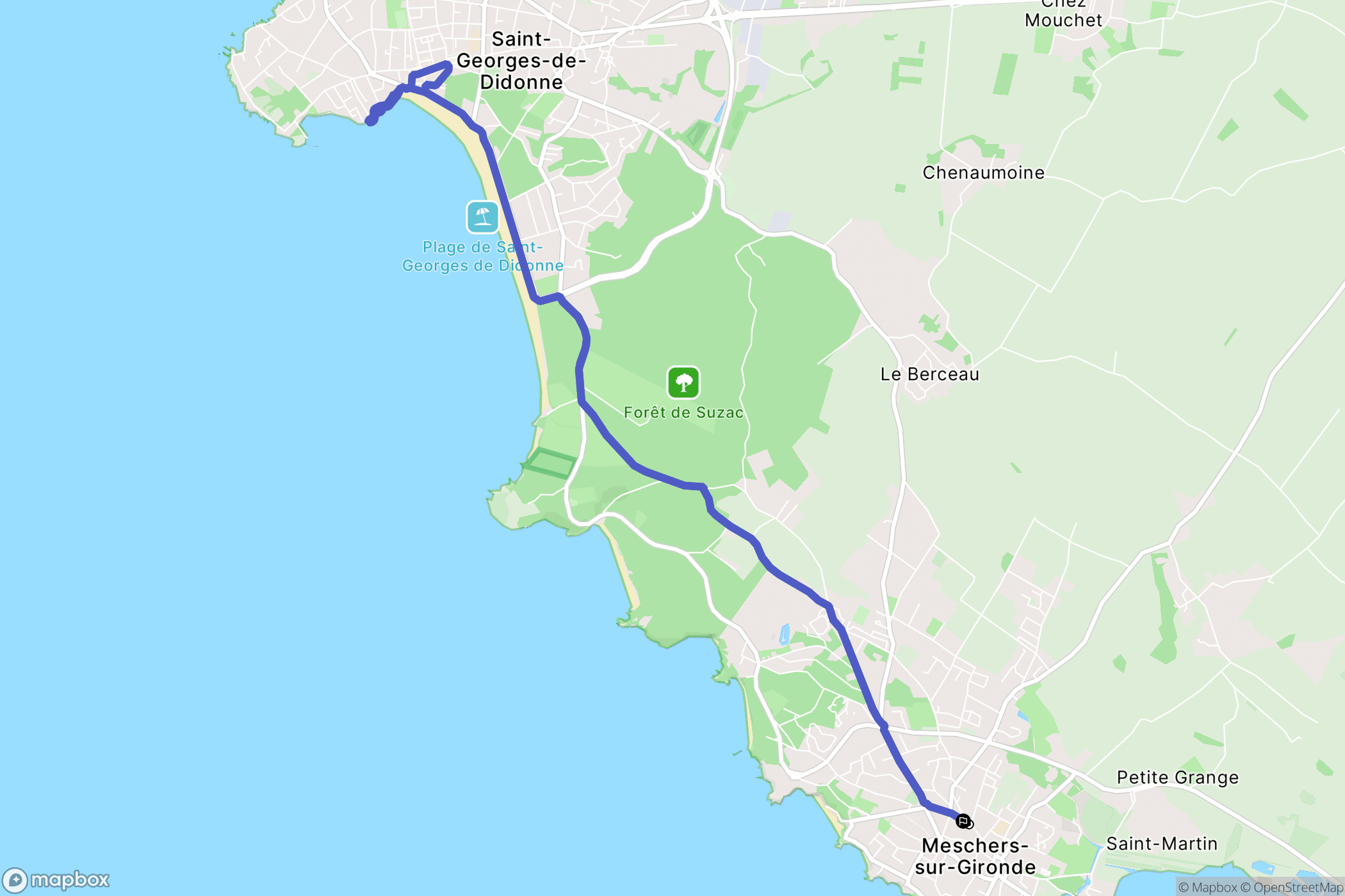 Meschers-sur-Gironde : carte du parcours de randonnée - France