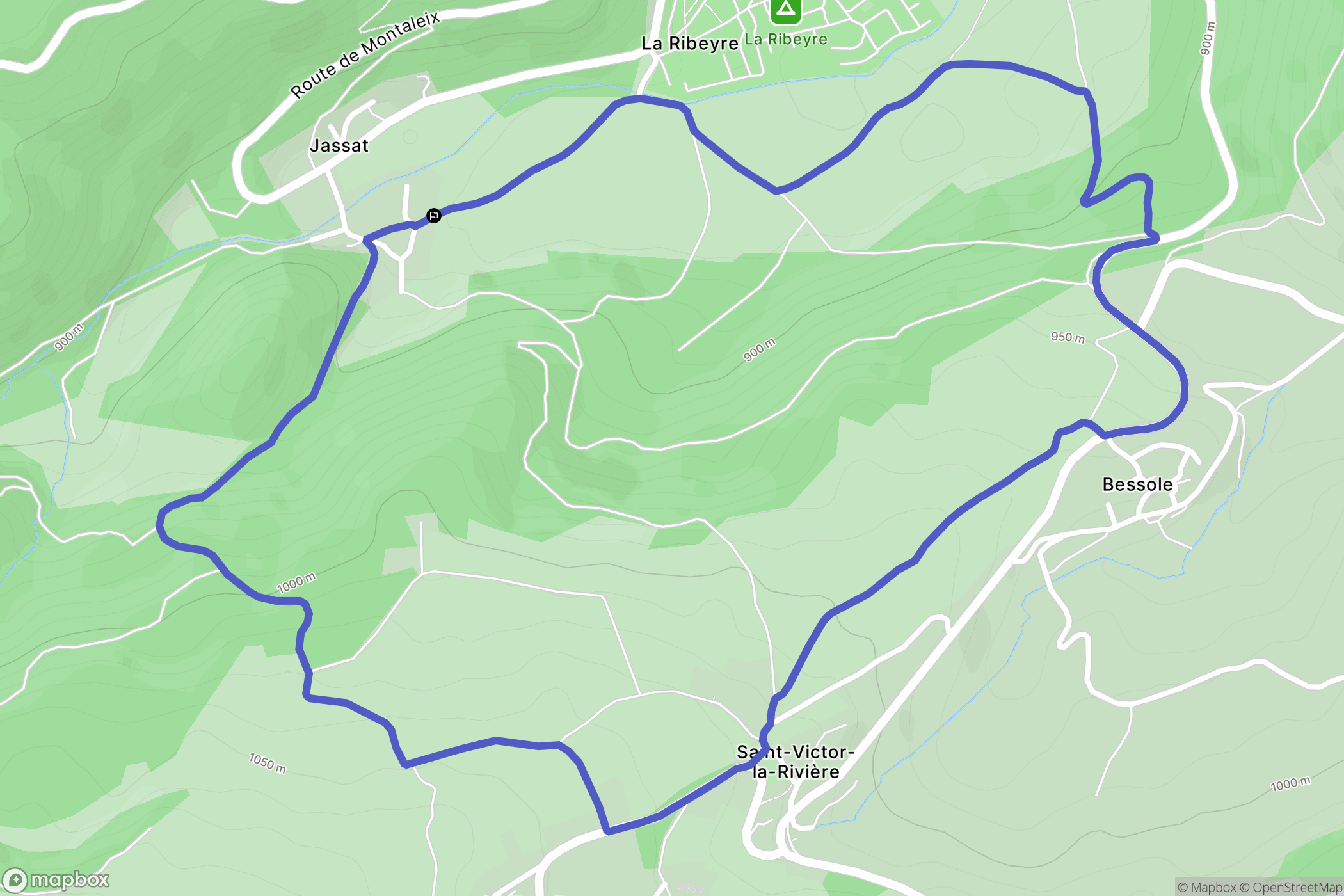 Saint-Victor-la-Rivière : carte du parcours de randonnée - France