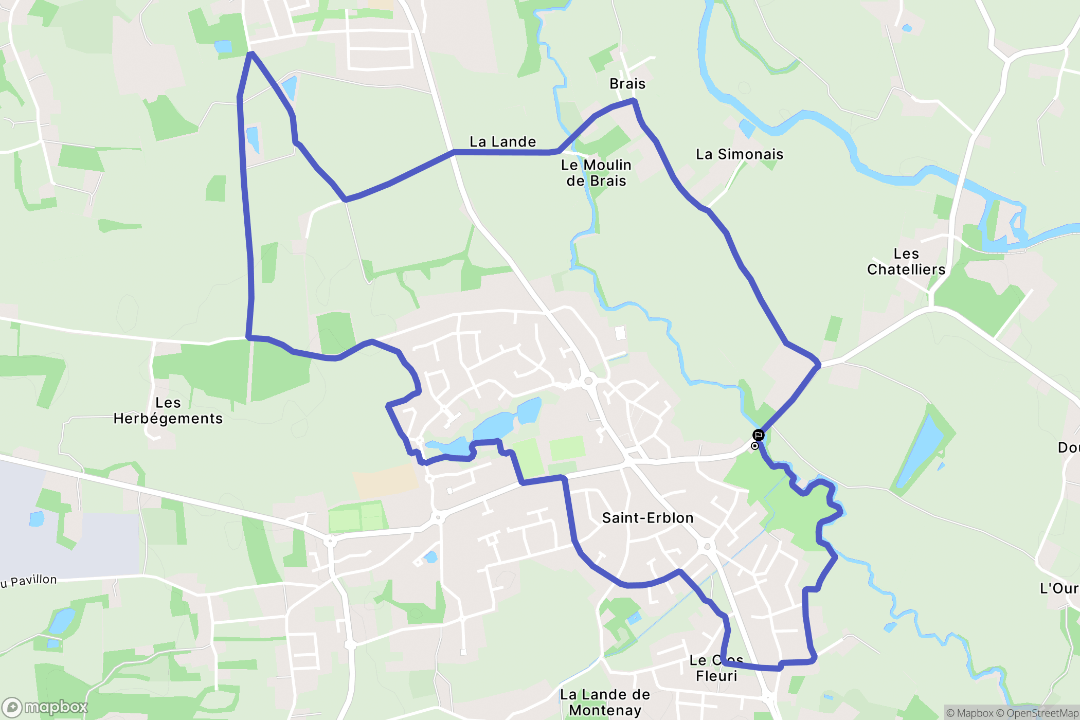 Saint-Erblon : carte du parcours de randonnée - France