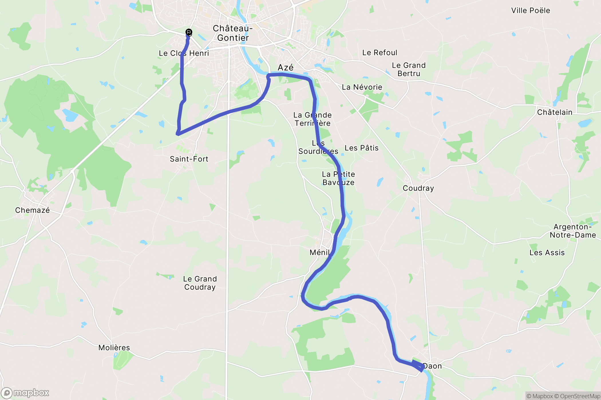 Château-Gontier-sur-Mayenne : carte du parcours de randonnée - France