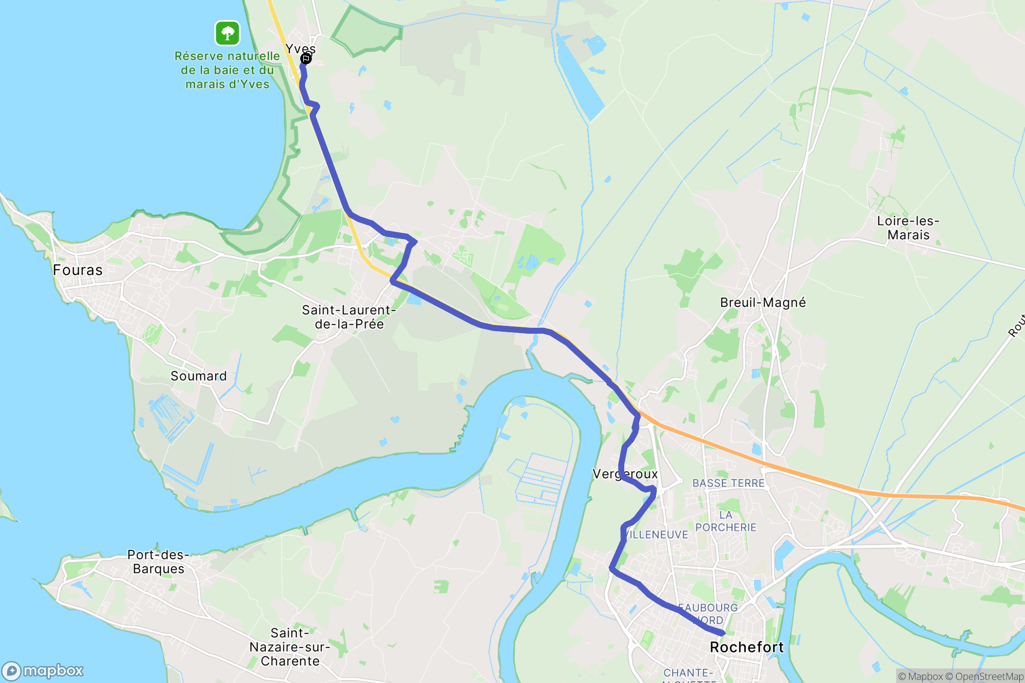 Yves : carte du parcours de randonnée - France