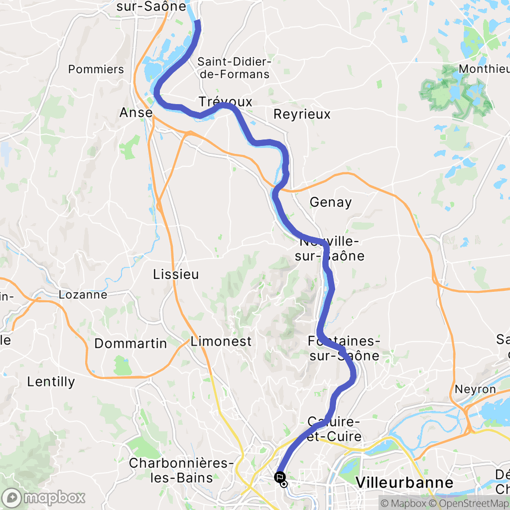 Lyon : carte du parcours de randonnée - France