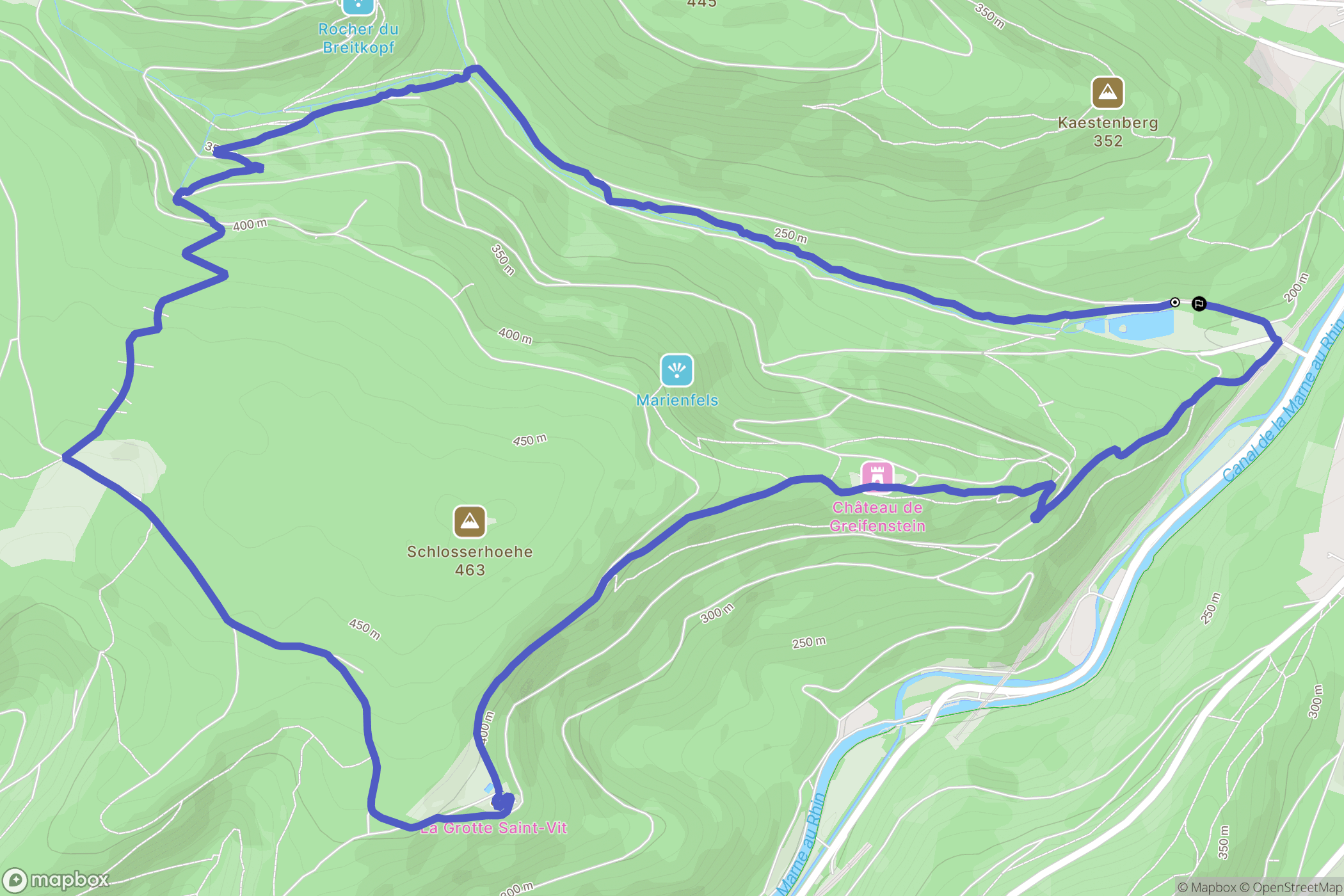 Saverne : carte du parcours de randonnée - France