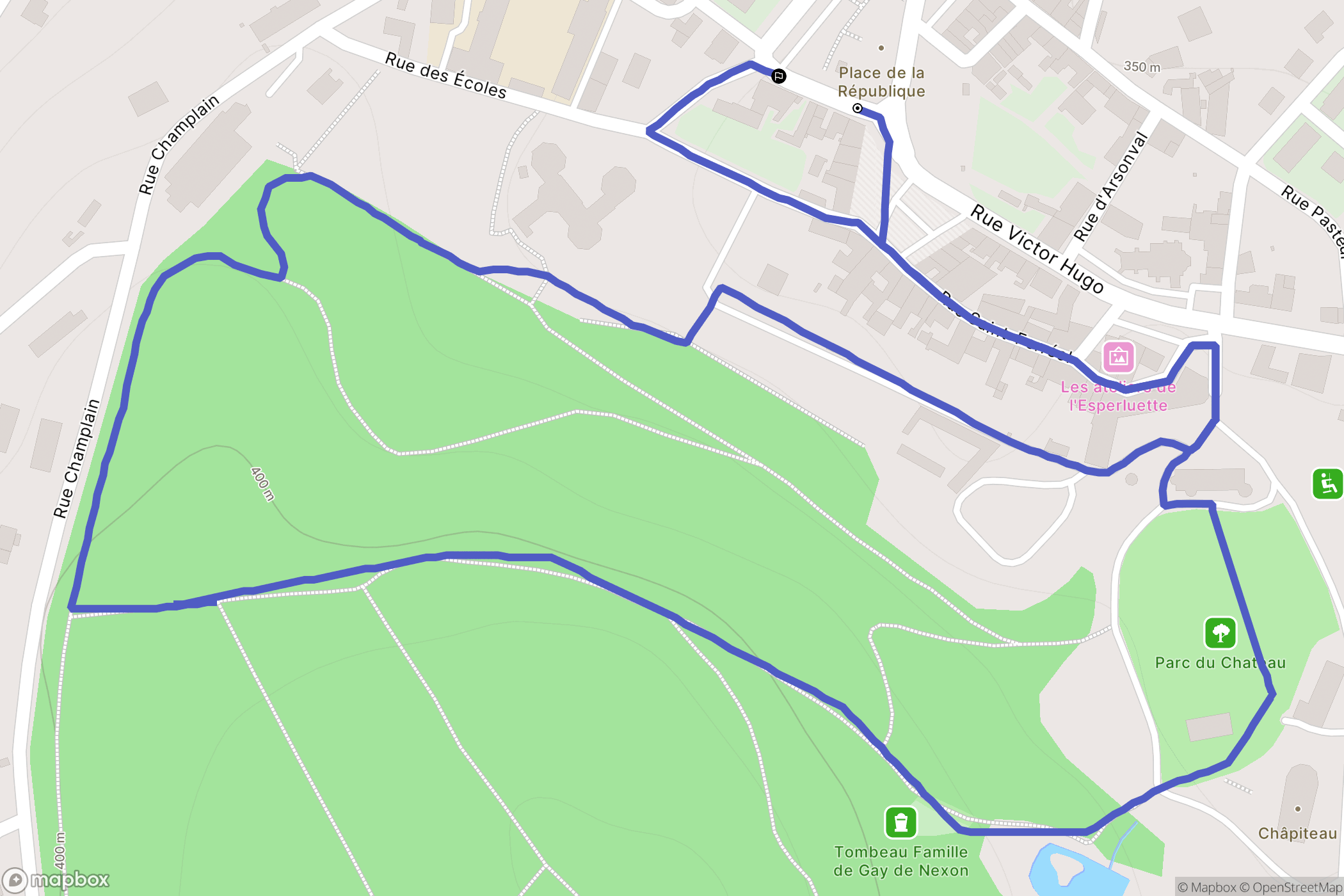 Nexon : carte du parcours de randonnée - France