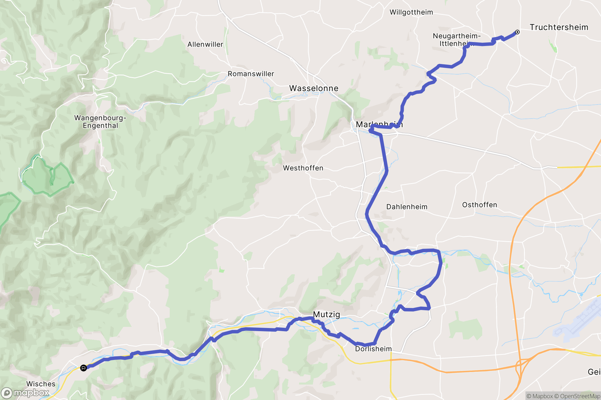 Schnersheim : carte du parcours de randonnée - France