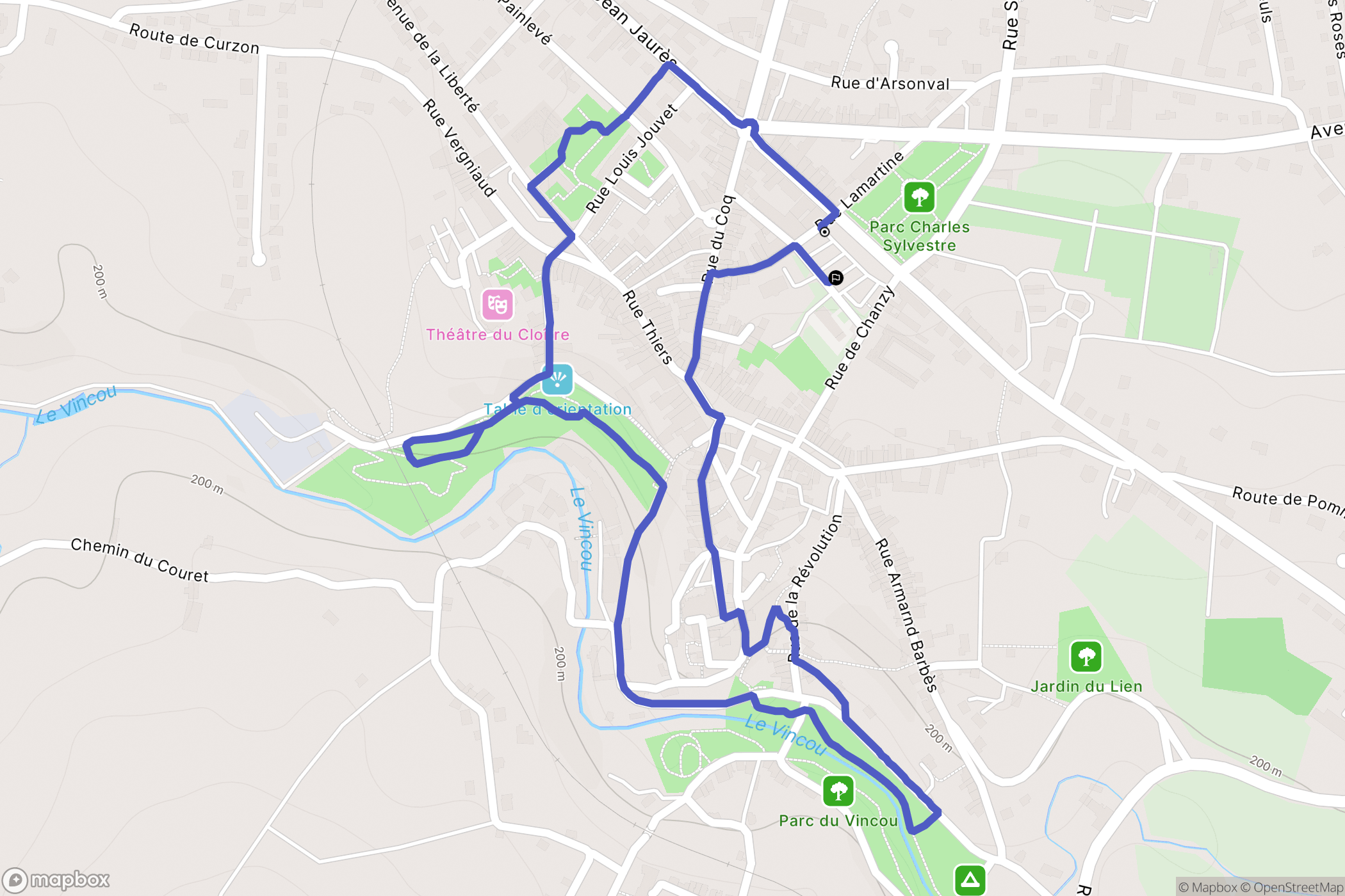 Bellac : carte du parcours de randonnée - France