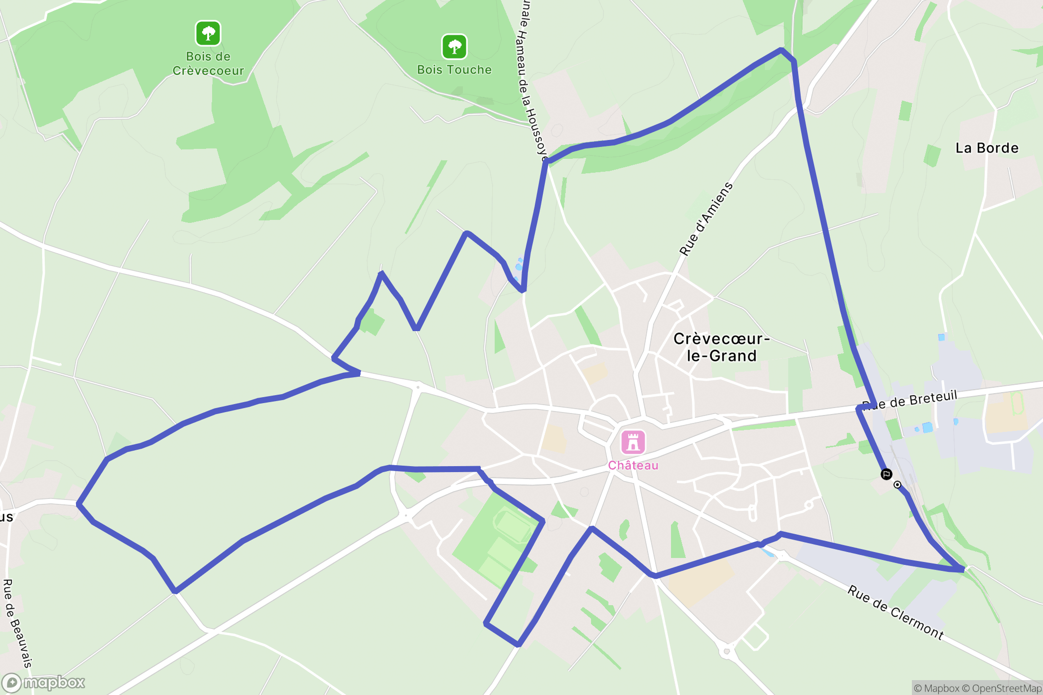 Crèvecœur-le-Grand : carte du parcours de randonnée - France