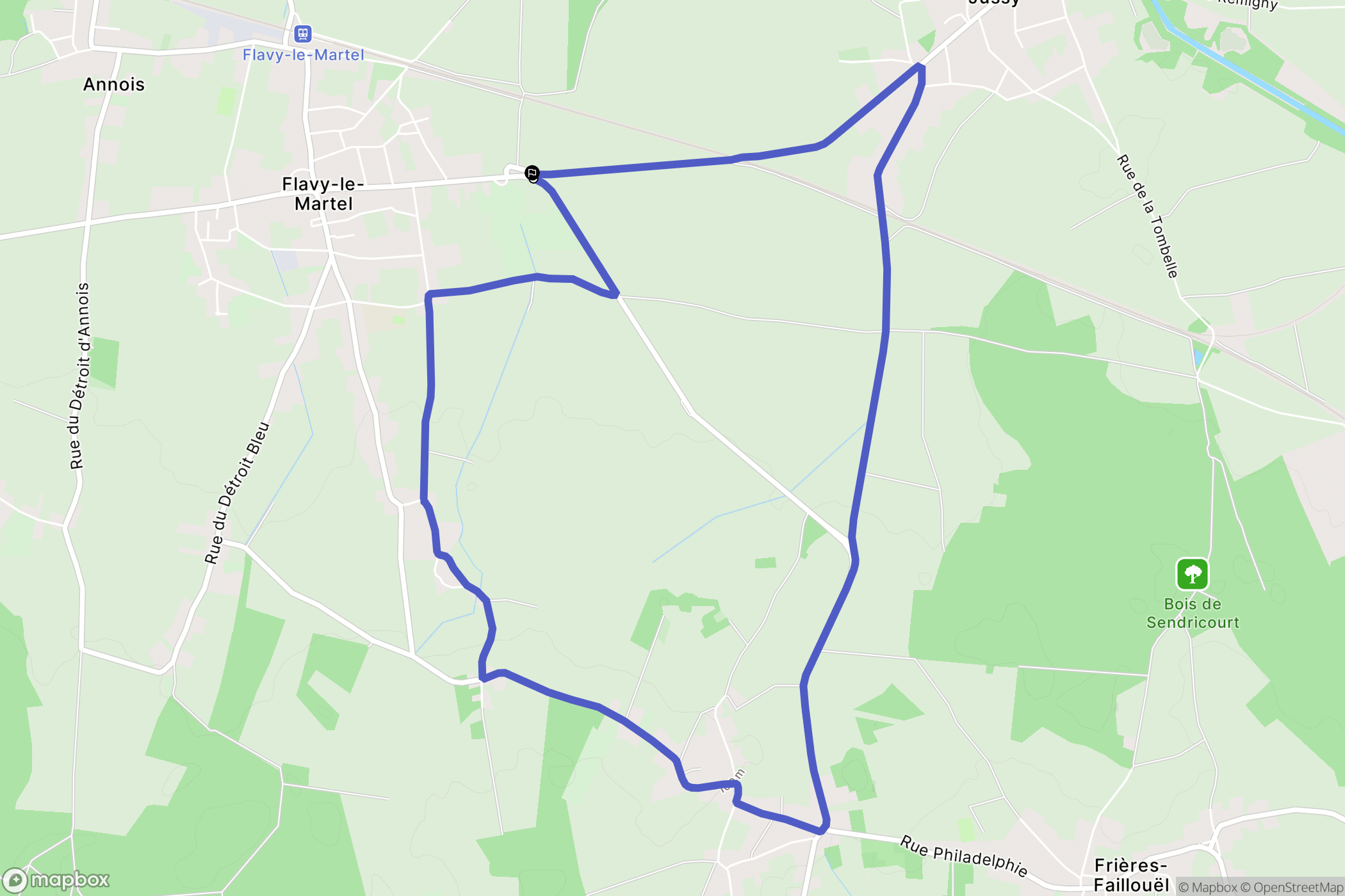 Flavy-le-Martel : carte du parcours de randonnée - France