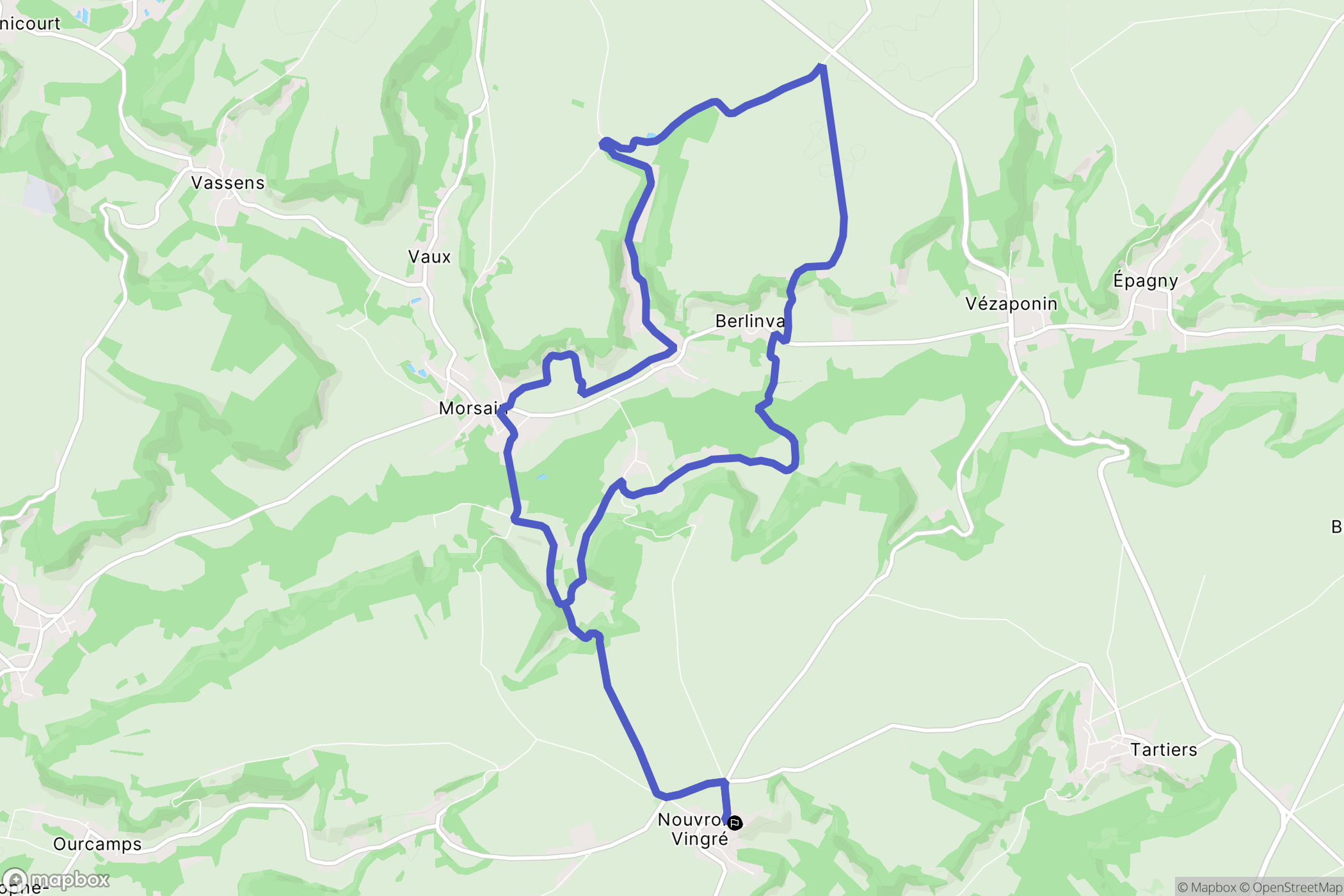 Nouvron-Vingré : carte du parcours de randonnée - France