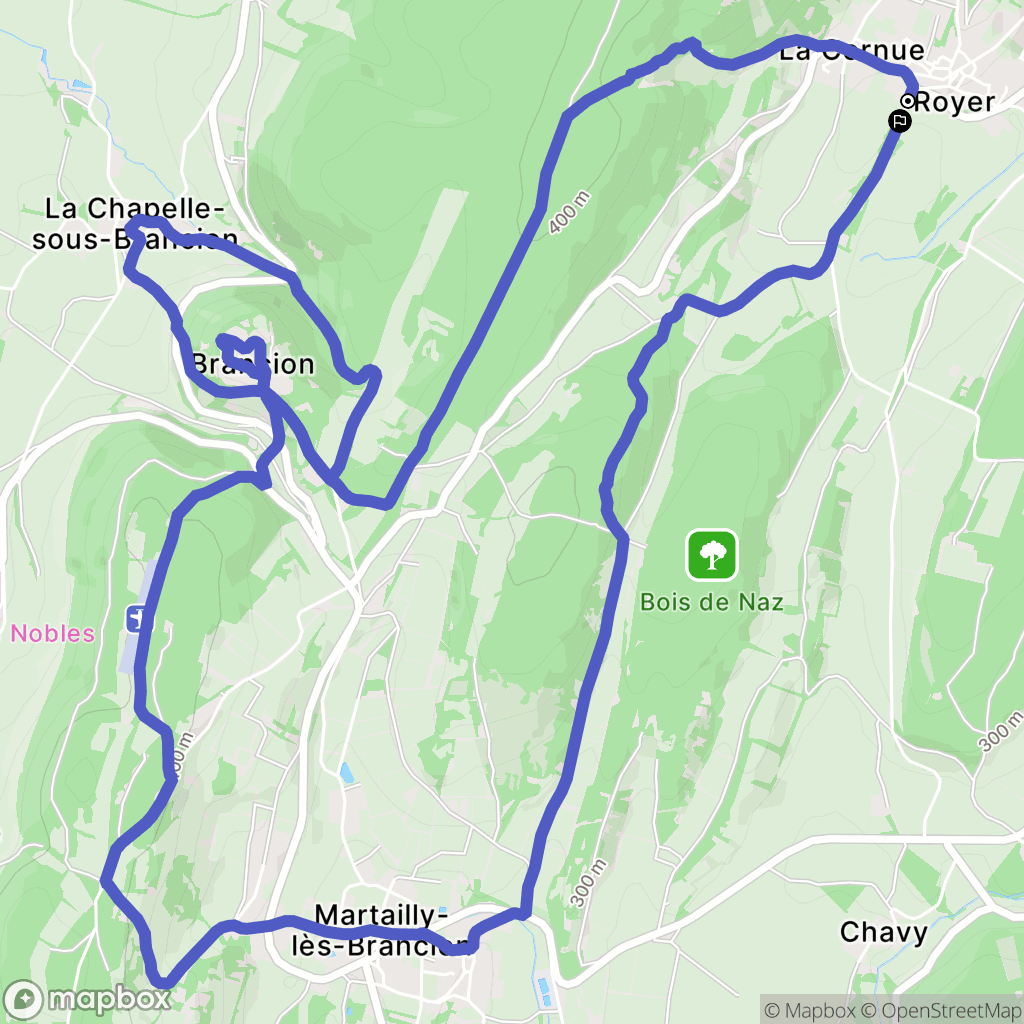 Royer : carte du parcours de randonnée - France