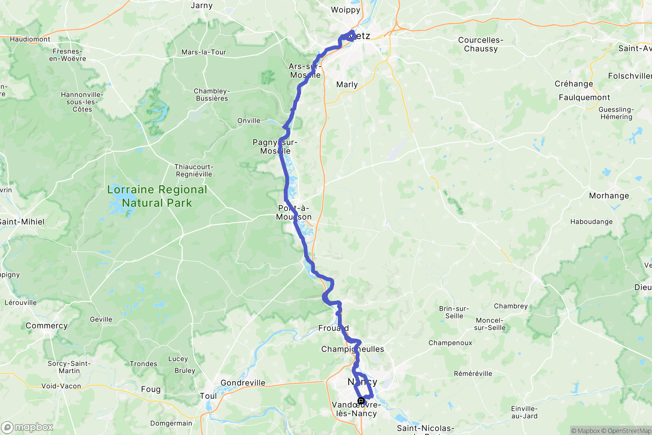 Vandœuvre-lès-Nancy : carte du parcours de randonnée - France