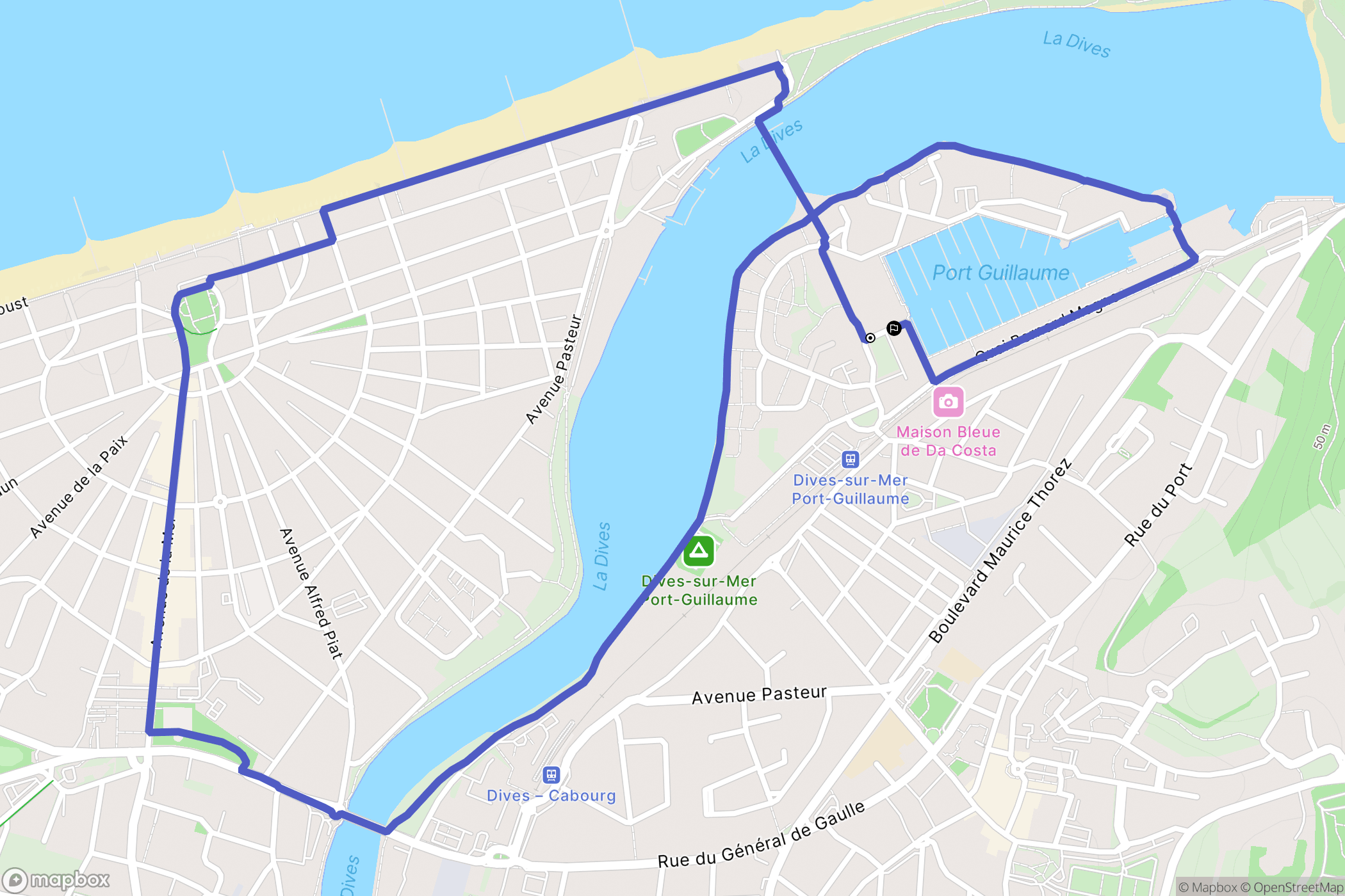 Dives-sur-Mer : carte du parcours de randonnée - France