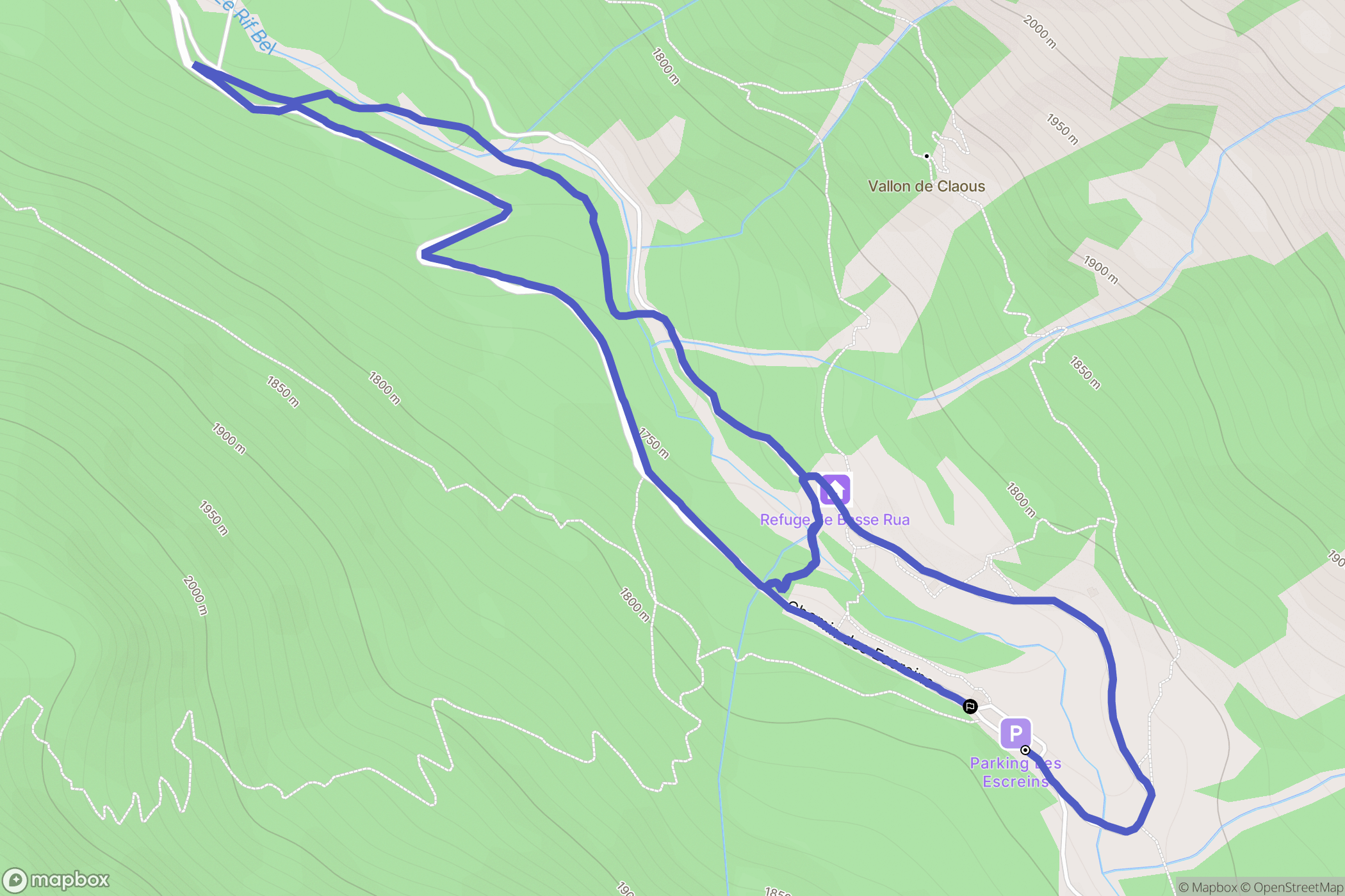 Vars : carte du parcours de randonnée - France