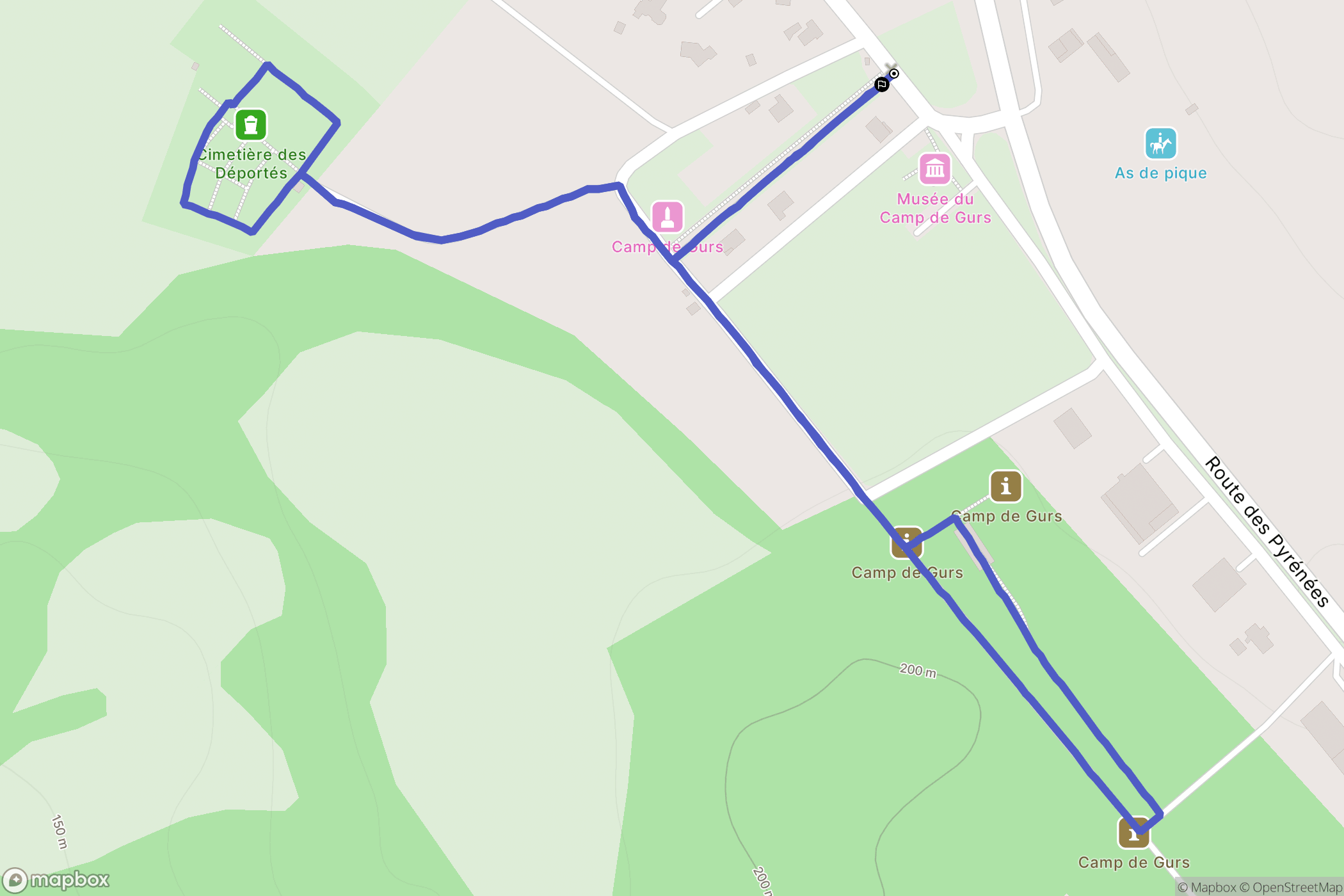 Gurs : carte du parcours de randonnée - France
