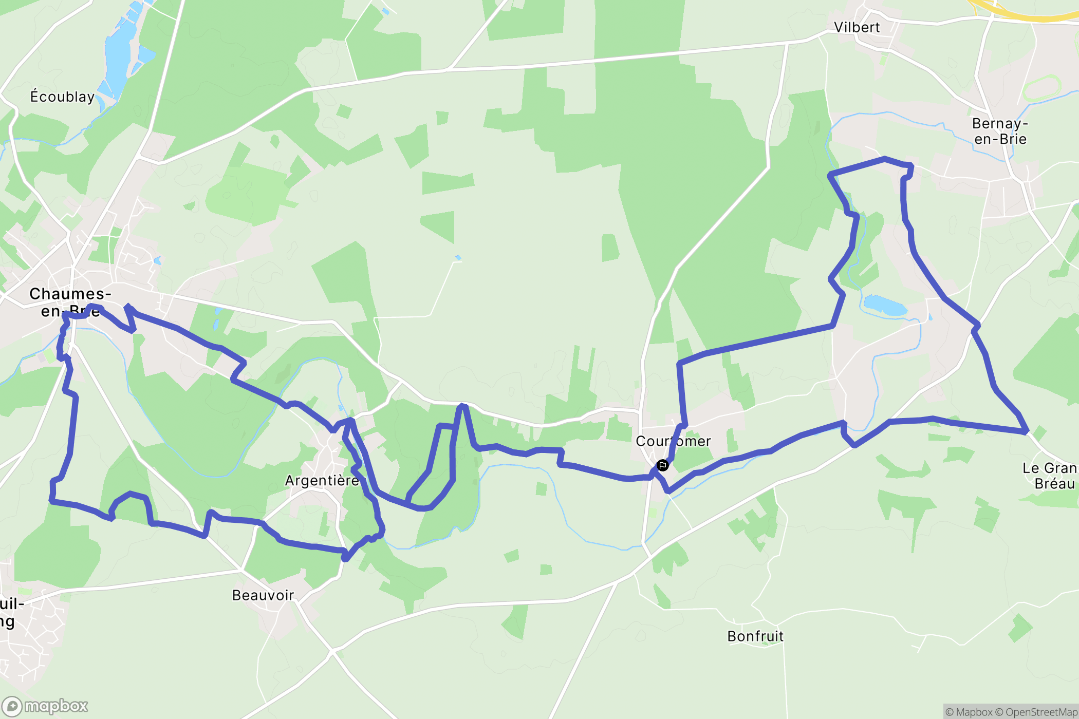 Courtomer : carte du parcours de randonnée - France