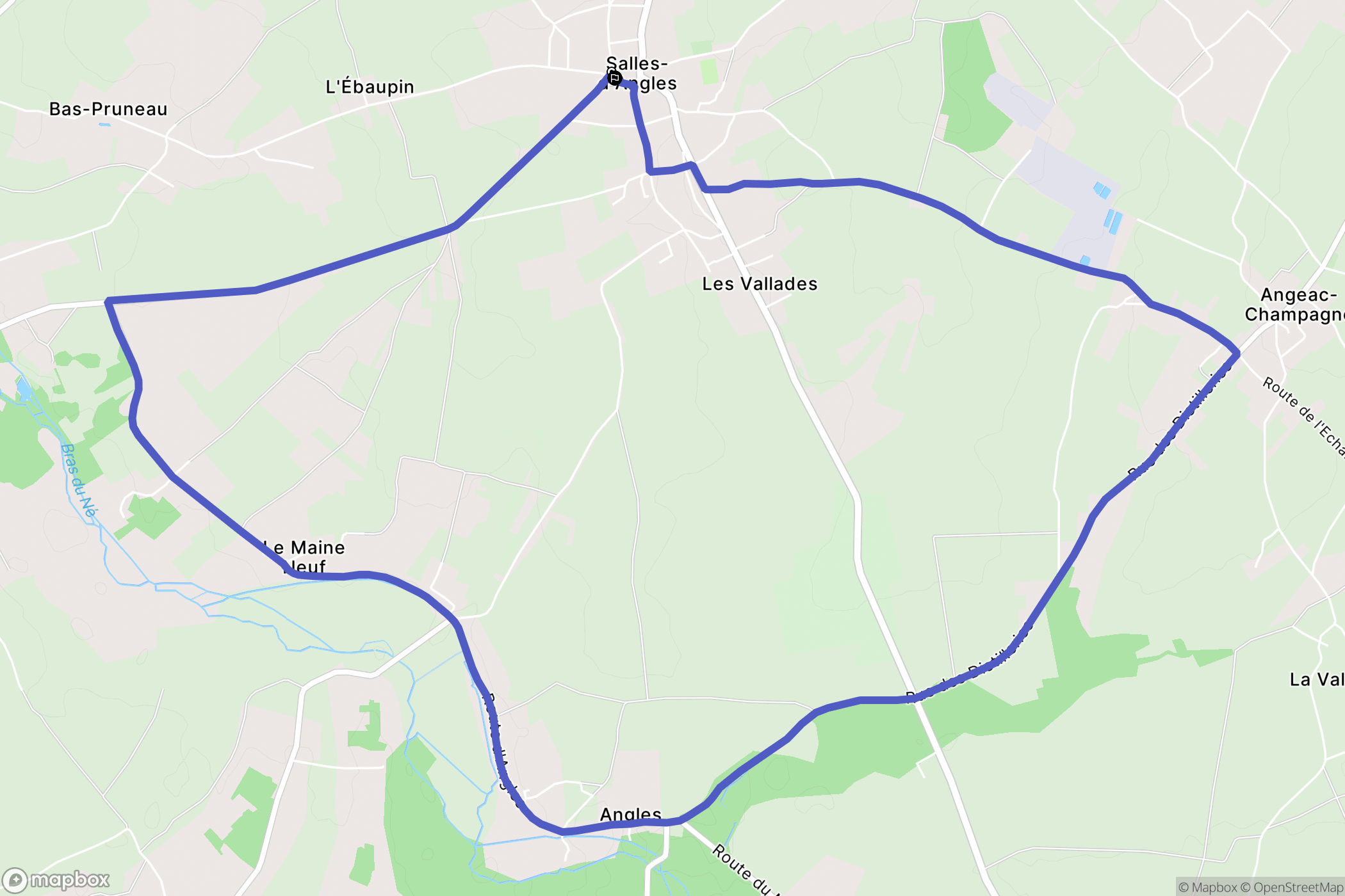 Salles-d'Angles : carte du parcours de randonnée - France