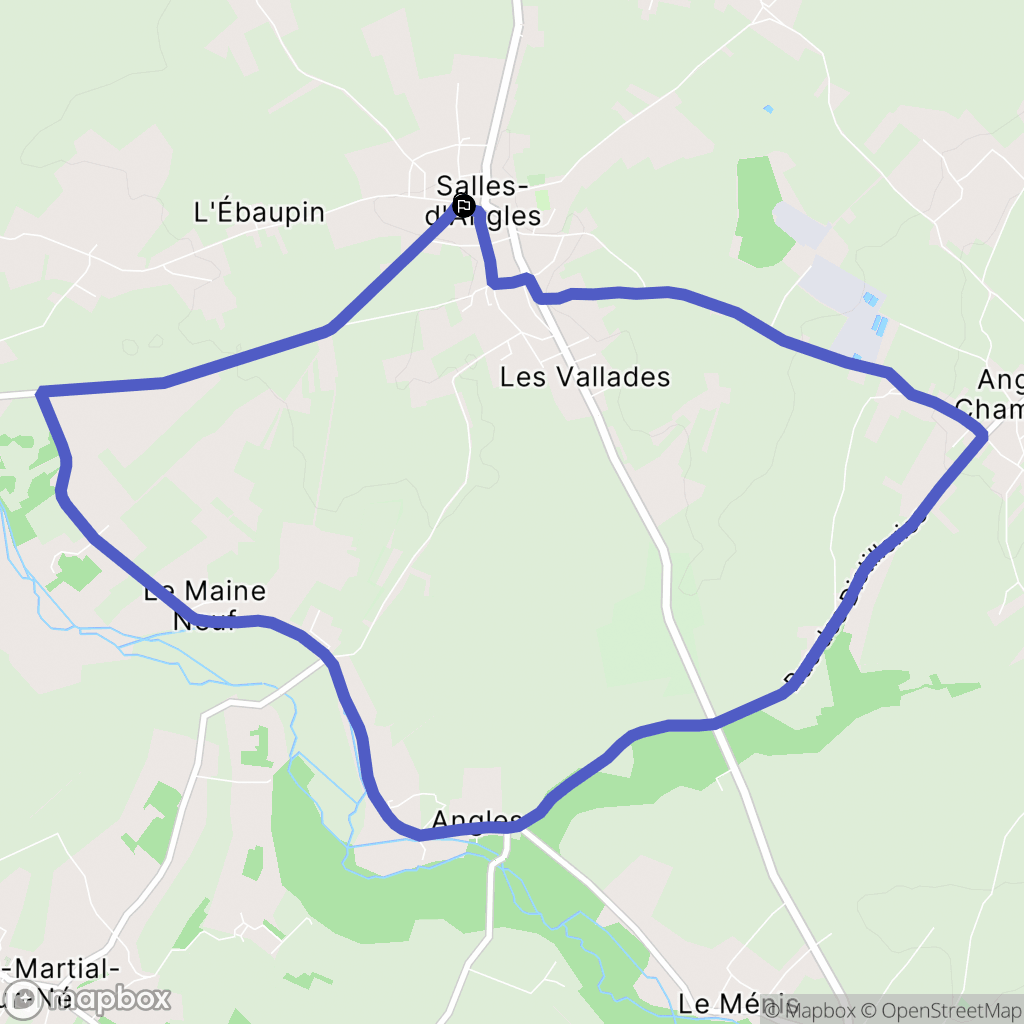 Salles-d'Angles : carte du parcours de randonnée - France