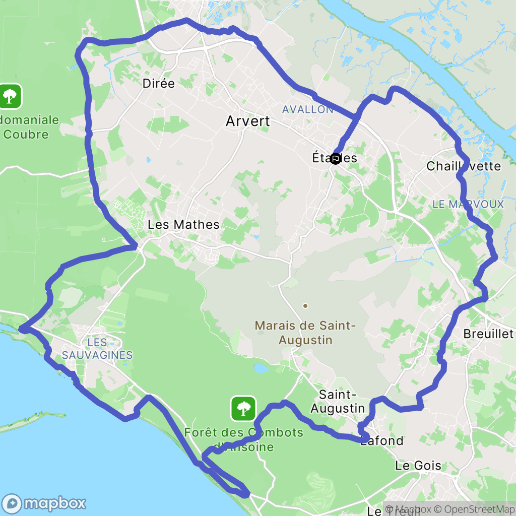 Étaules : carte du parcours de randonnée - France