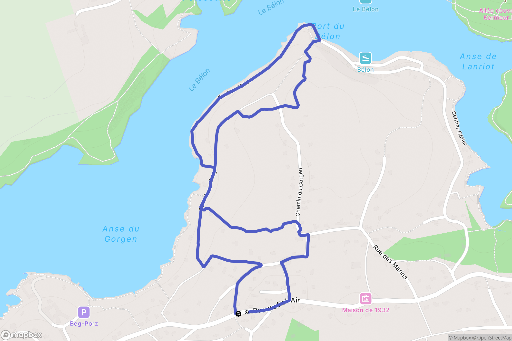 Moëlan-sur-Mer : carte du parcours de randonnée - France
