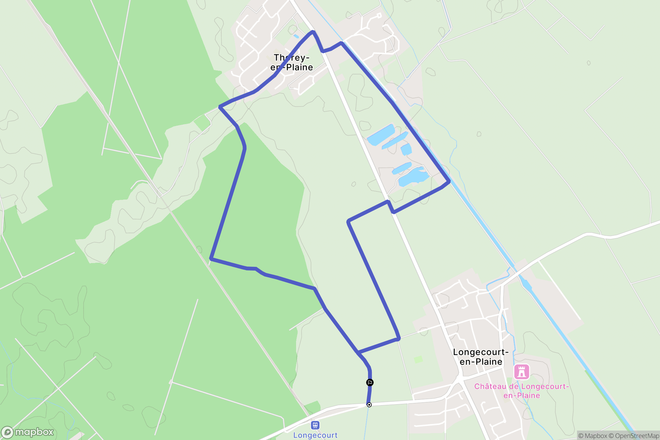 Longecourt-en-Plaine : carte du parcours de randonnée - France
