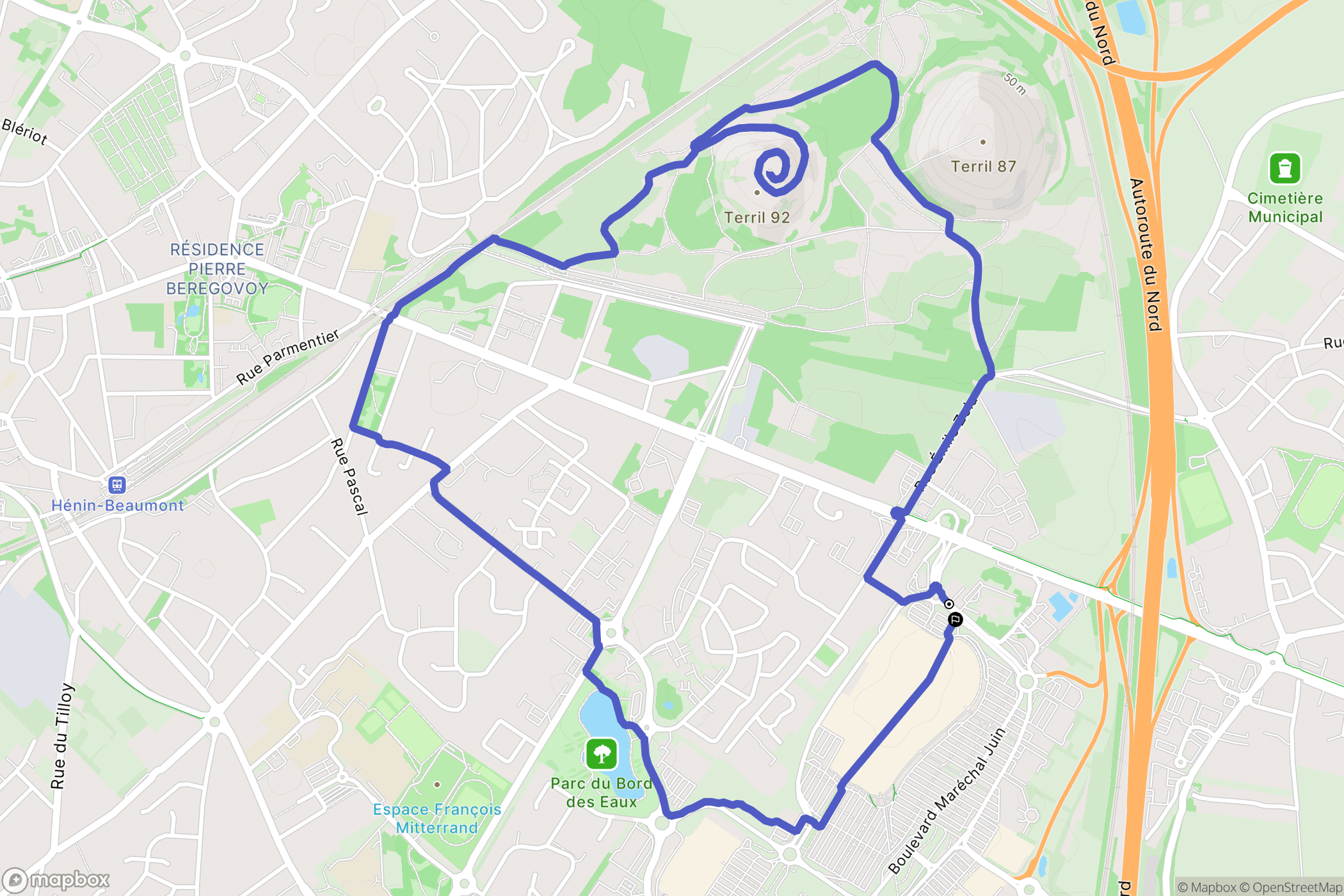 Noyelles-Godault : carte du parcours de randonnée - France