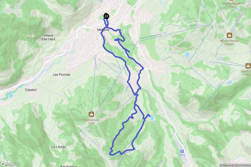 Megève : carte du parcours de randonnée - France