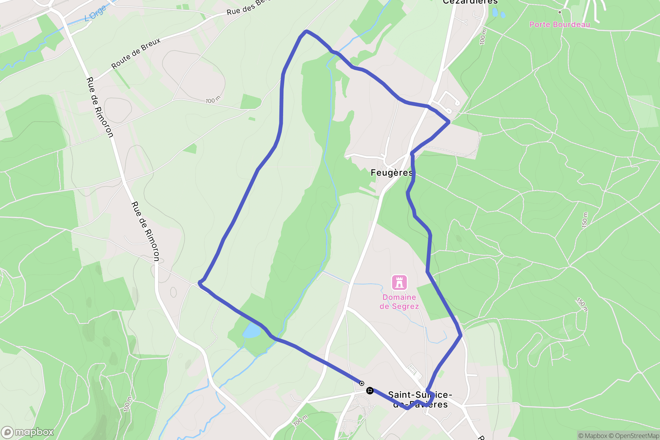 Saint-Sulpice-de-Favières : carte du parcours de randonnée - France