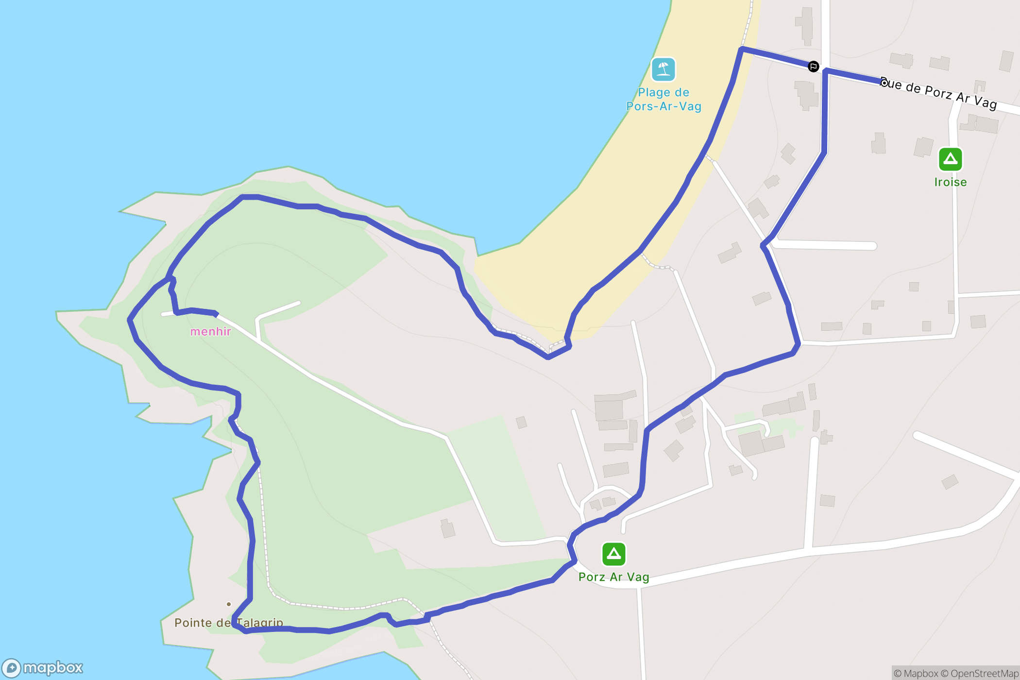 Plomodiern : carte du parcours de randonnée - France