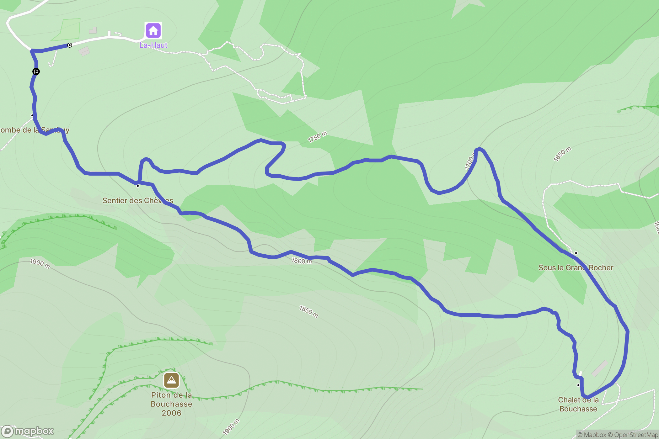 Faverges : carte du parcours de randonnée - France
