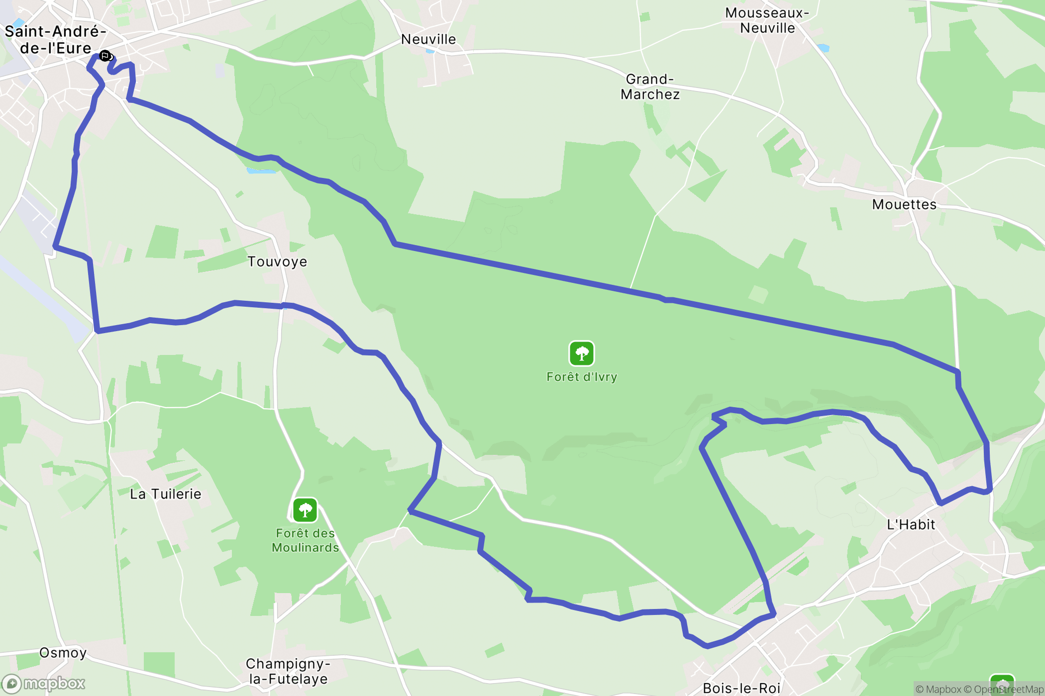 Saint-André-de-l'Eure : carte du parcours de randonnée - France