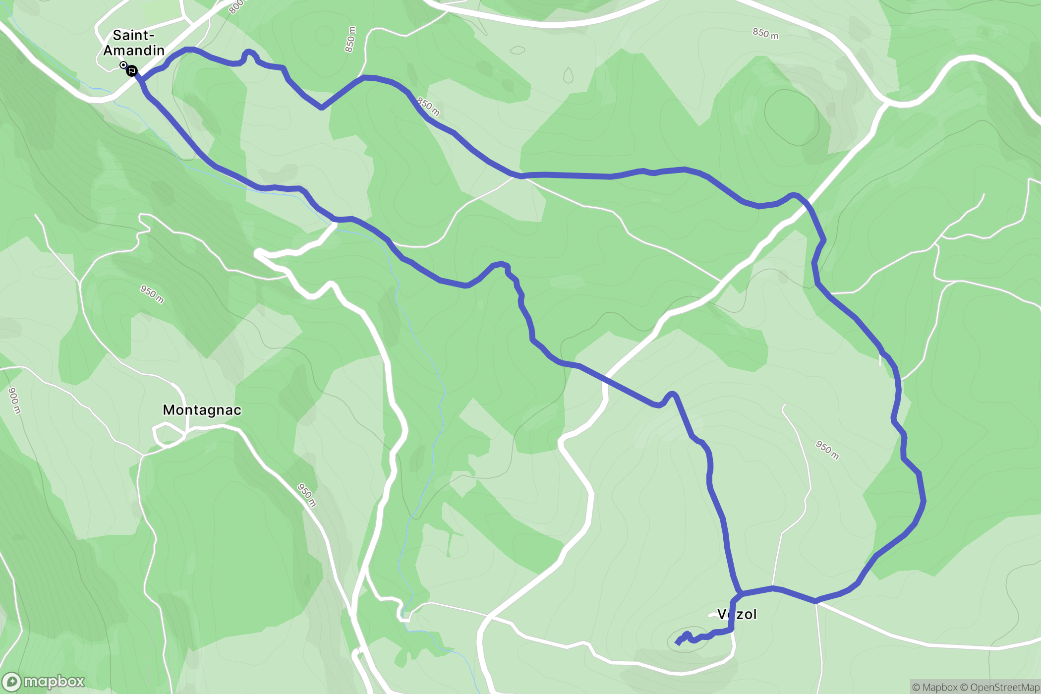 Saint-Amandin : carte du parcours de randonnée - France