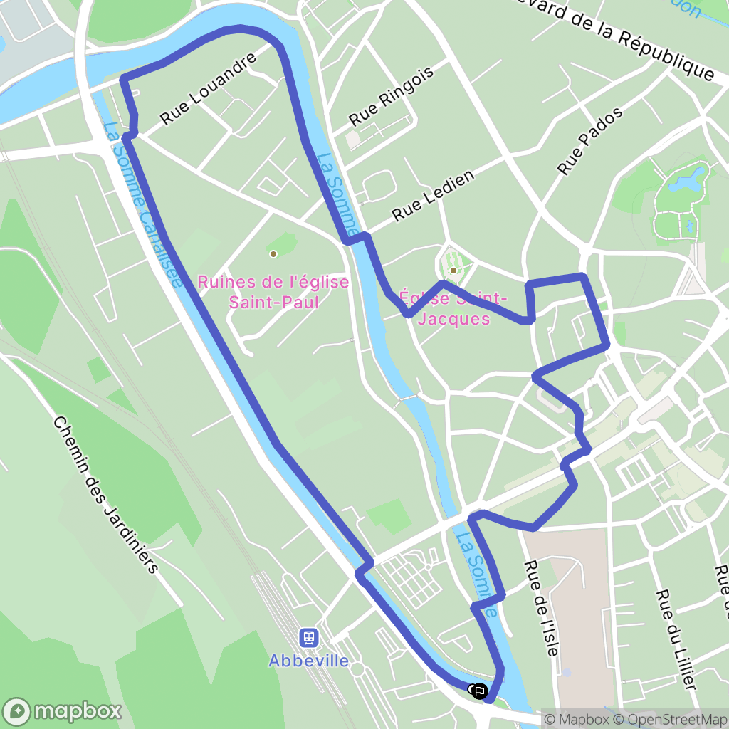 Abbeville : carte du parcours de randonnée - France